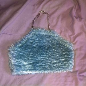 Fuzzy Blue Halter Crop Top